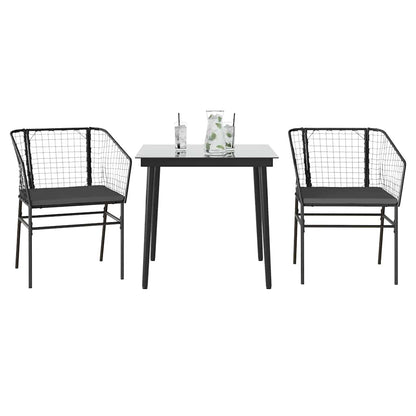 5 Dele Spisebordssæt Til Haven M. Hynder Polyrattan Glas Sort