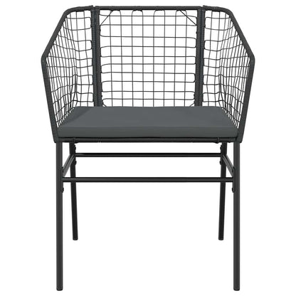 5 Dele Spisebordssæt Til Haven M. Hynder Polyrattan Glas Sort
