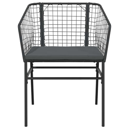 5 Dele Spisebordssæt Til Haven M. Hynder Polyrattan Glas Sort