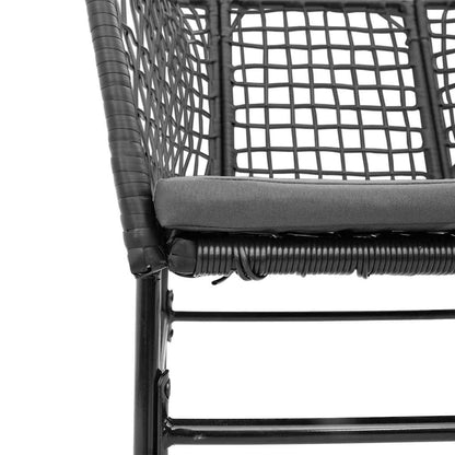5 Dele Spisebordssæt Til Haven M. Hynder Polyrattan Glas Sort