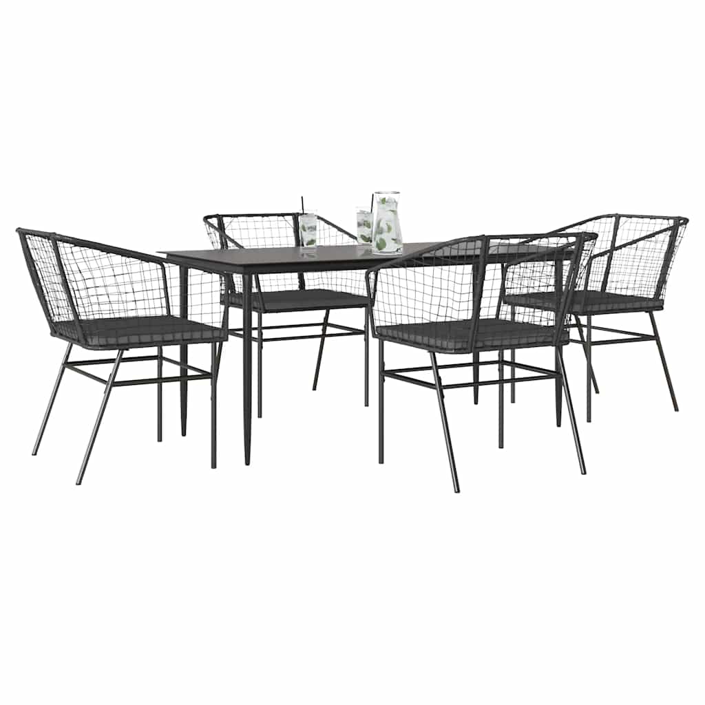 5 Dele Spisebordssæt Til Haven M. Hynder Polyrattan Glas - Variant 3334502