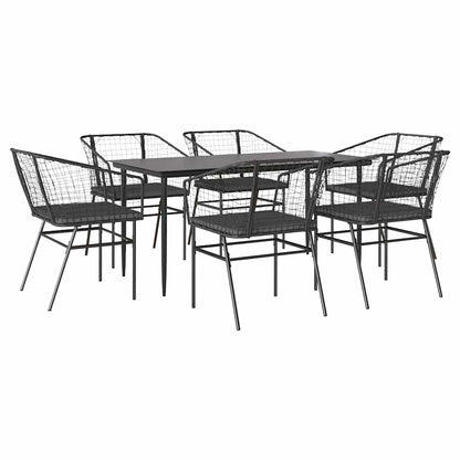 5 Dele Spisebordssæt Til Haven M. Hynder Polyrattan Glas Sort