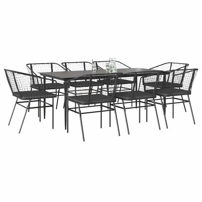 5 Dele Spisebordssæt Til Haven M. Hynder Polyrattan Glas Sort