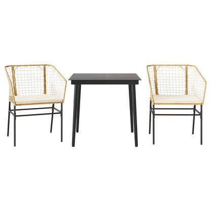 3 Dele Spisebordssæt Til Haven M. Hynder Polyrattan Glas - Billede 2