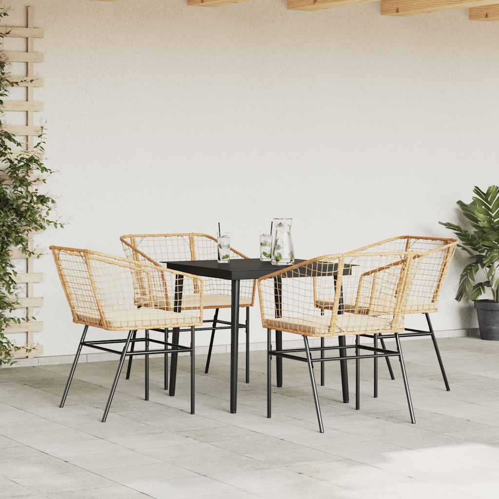 5 Dele Spisebordssæt Til Haven M. Hynder Polyrattan Glas - Billede 3