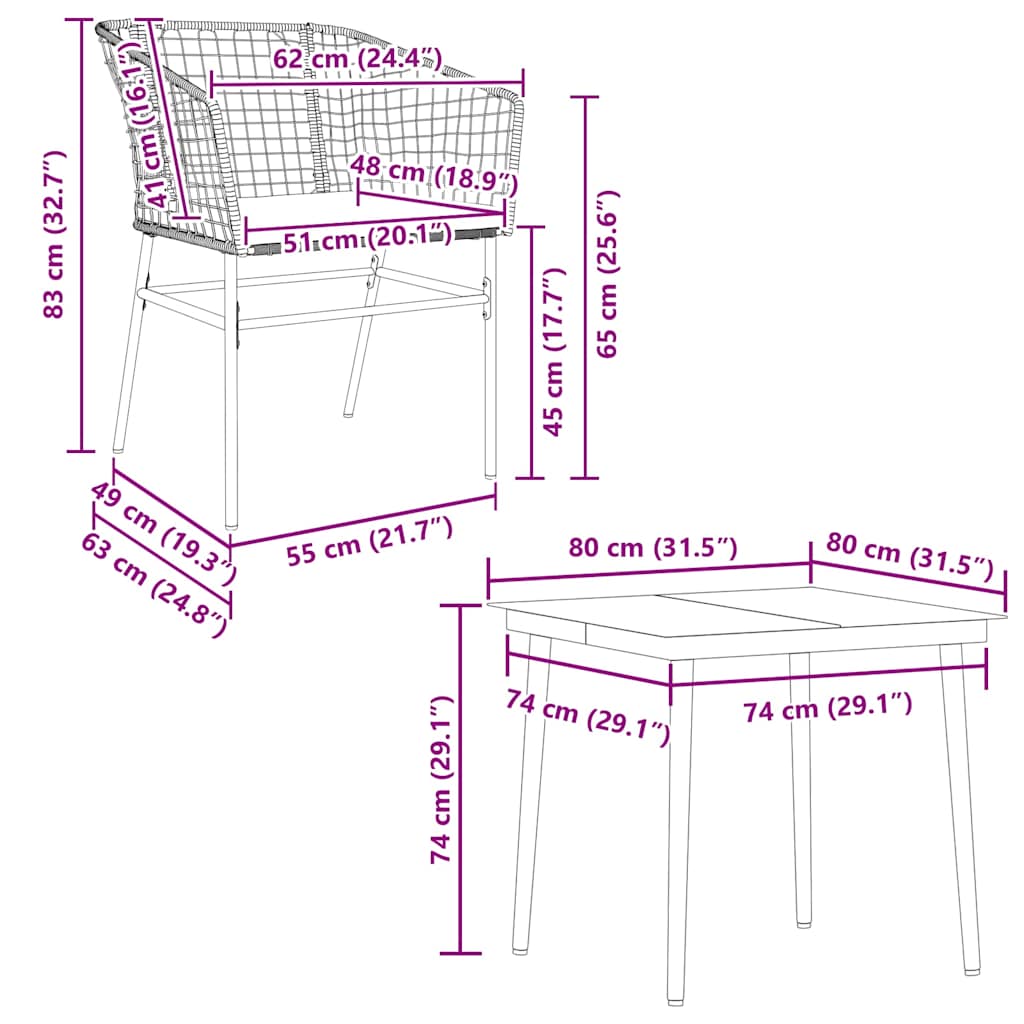 5 Dele Spisebordssæt Til Haven M. Hynder Polyrattan Glas - Billede 10