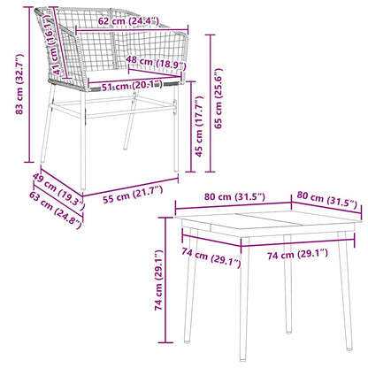 5 Dele Spisebordssæt Til Haven M. Hynder Polyrattan Glas - Billede 10