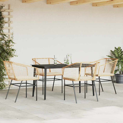 5 Dele Spisebordssæt Til Haven M. Hynder Polyrattan Glas Brun