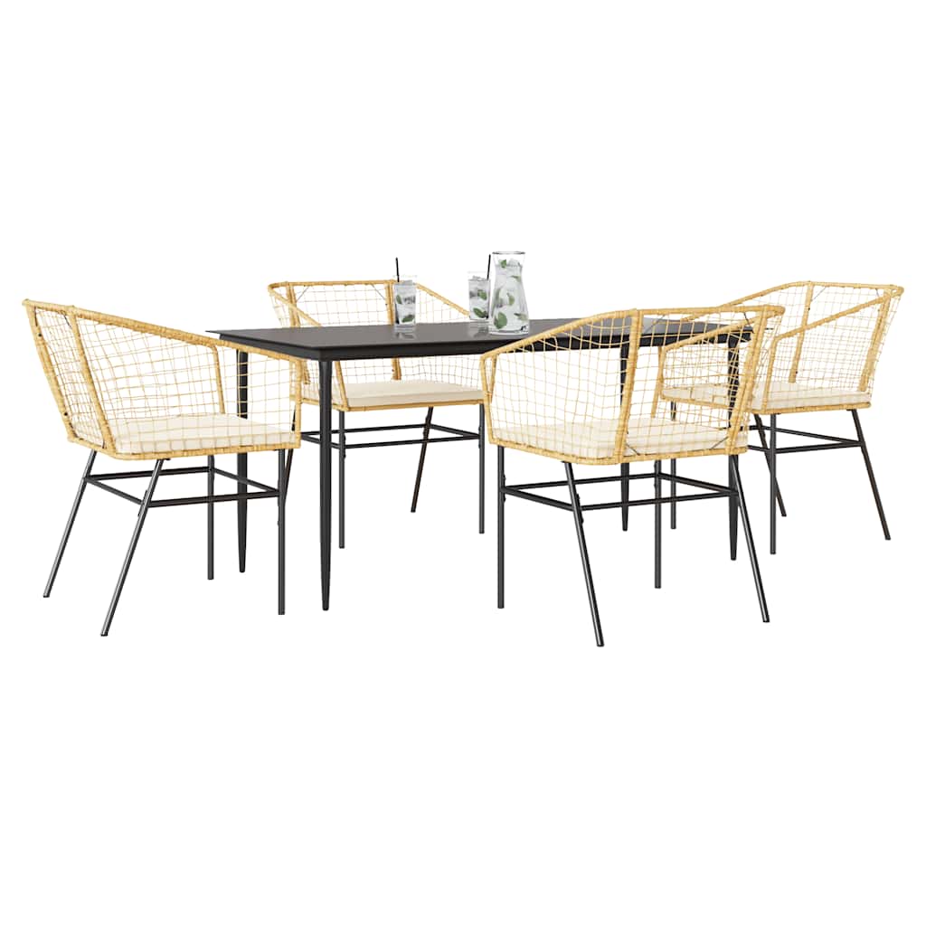 5 Dele Spisebordssæt Til Haven M. Hynder Polyrattan Glas - Variant 3334509