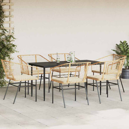 7 Dele Spisebordssæt Til Haven M. Hynder Polyrattan Glas - Billede 3