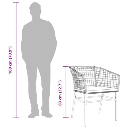5 Dele Spisebordssæt Til Haven M. Hynder Polyrattan Glas Brun