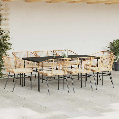 5 Dele Spisebordssæt Til Haven M. Hynder Polyrattan Glas Brun