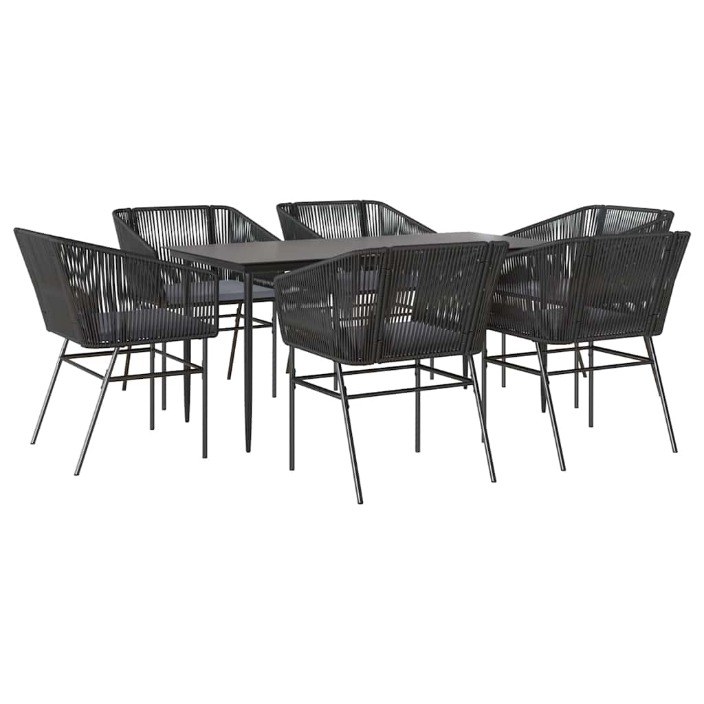 7 Dele Spisebordssæt Til Haven M. Hynder Polyrattan Glas