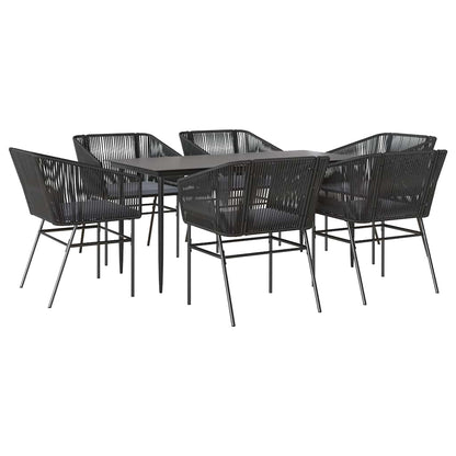 7 Dele Spisebordssæt Til Haven M. Hynder Polyrattan Glas
