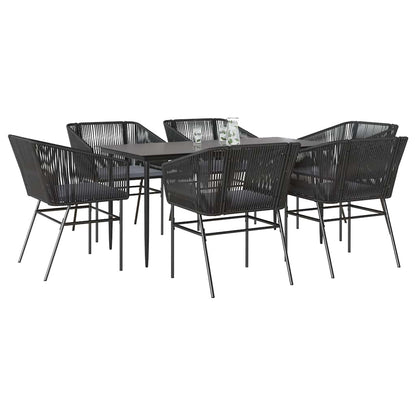 7 Dele Spisebordssæt Til Haven M. Hynder Polyrattan Glas