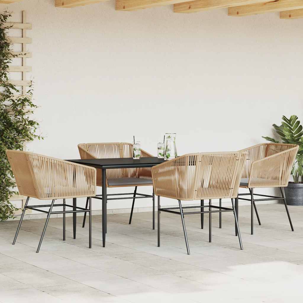 7 Dele Spisebordssæt Til Haven M. Hynder Polyrattan Glas