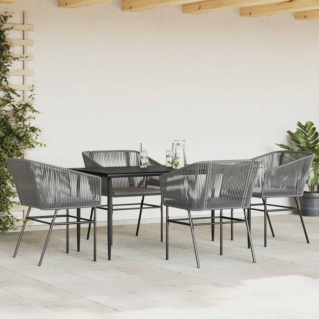 7 Dele Spisebordssæt Til Haven M. Hynder Polyrattan Glas