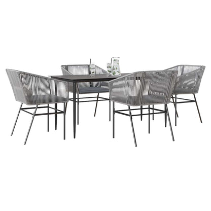 7 Dele Spisebordssæt Til Haven M. Hynder Polyrattan Glas