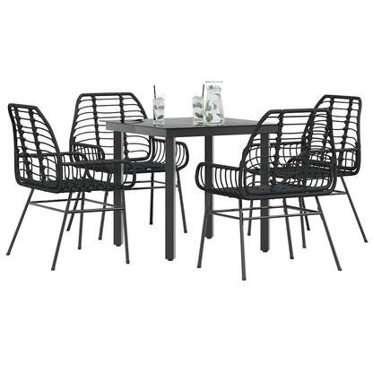 3 Dele Spisebordssæt til Haven Polyrattan Glas Sort