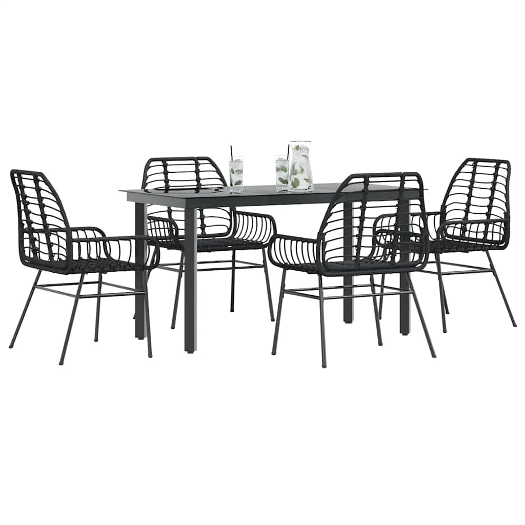 3 Dele Spisebordssæt til Haven Polyrattan Glas Sort
