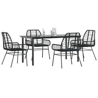 3 Dele Spisebordssæt til Haven Polyrattan Glas Sort