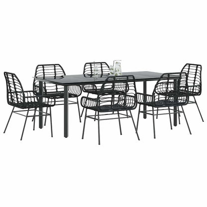 3 Dele Spisebordssæt til Haven Polyrattan Glas Sort