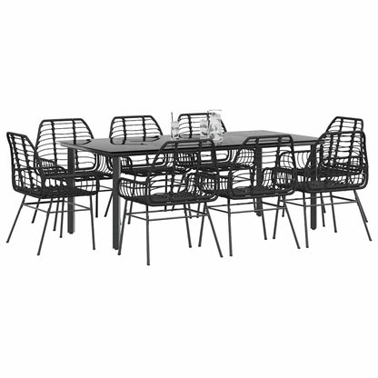 3 Dele Spisebordssæt til Haven Polyrattan Glas Sort
