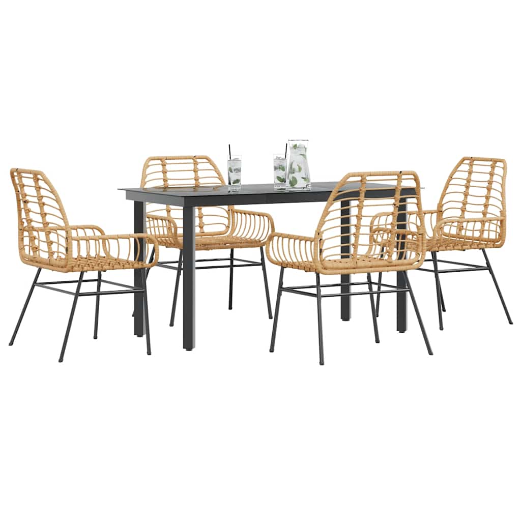 3 Dele Spisebordssæt til Haven Polyrattan Glas Sort