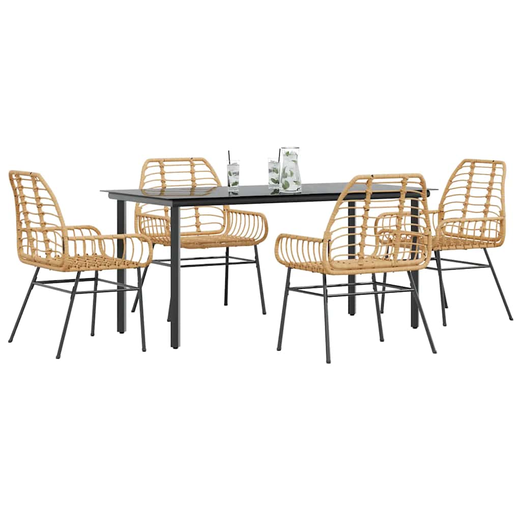 3 Dele Spisebordssæt til Haven Polyrattan Glas Sort