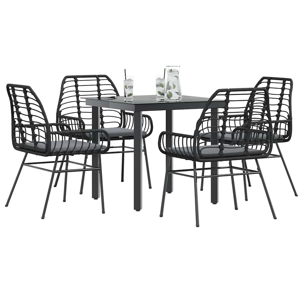 3 Dele Spisebordssæt til Haven Polyrattan Glas Sort
