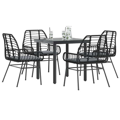 3 Dele Spisebordssæt til Haven Polyrattan Glas Sort