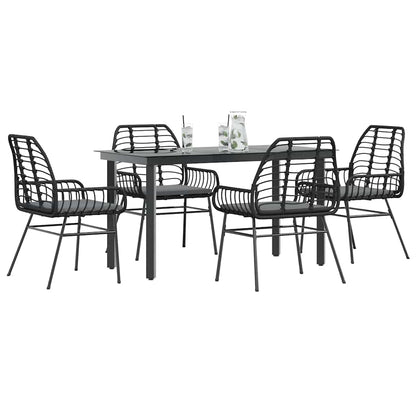 3 Dele Spisebordssæt til Haven Polyrattan Glas Sort