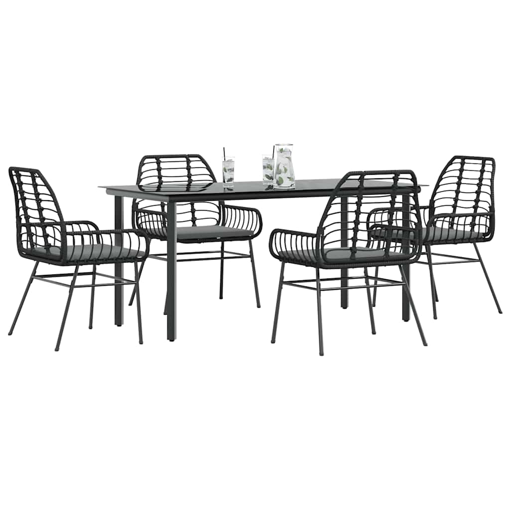 3 Dele Spisebordssæt til Haven Polyrattan Glas Sort