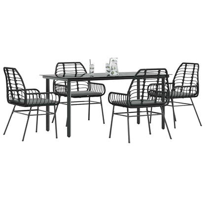 3 Dele Spisebordssæt til Haven Polyrattan Glas Sort