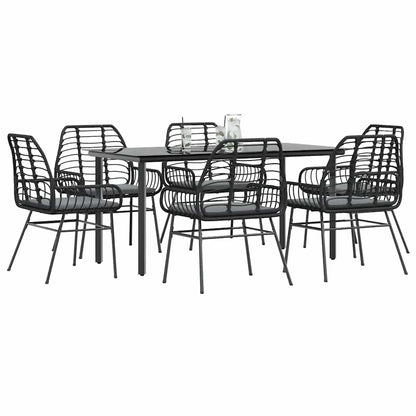 3 Dele Spisebordssæt til Haven Polyrattan Glas Sort