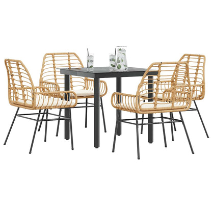 3 Dele Spisebordssæt til Haven Polyrattan Glas Sort