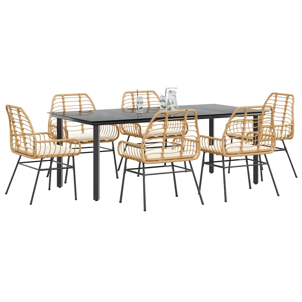 3 Dele Spisebordssæt til Haven Polyrattan Glas Sort