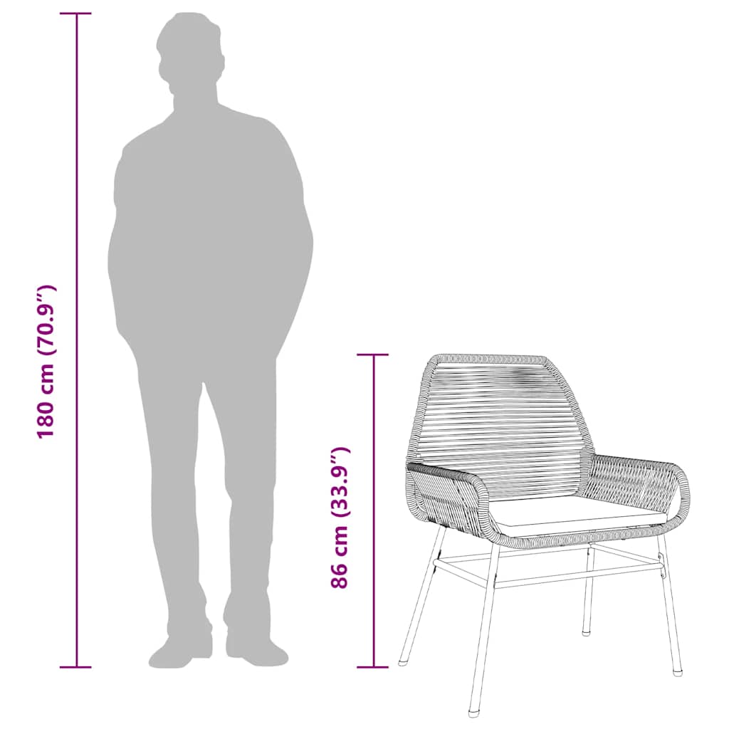 3 Dele Spisebordssæt til Haven M. Hynder Polyrattan Glas Sort - billede 11
