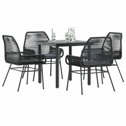 3 Dele Spisebordssæt til Haven M. Hynder Polyrattan Glas Sort