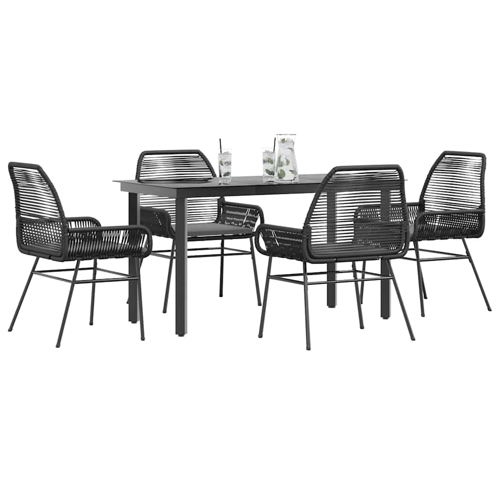 3 Dele Spisebordssæt til Haven M. Hynder Polyrattan Glas Sort
