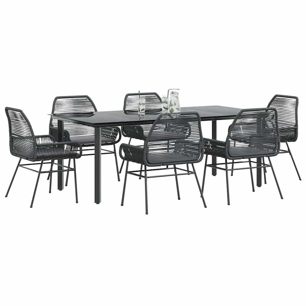 3 Dele Spisebordssæt til Haven M. Hynder Polyrattan Glas Sort