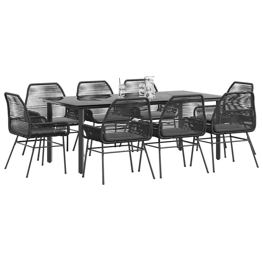 3 Dele Spisebordssæt til Haven M. Hynder Polyrattan Glas Sort