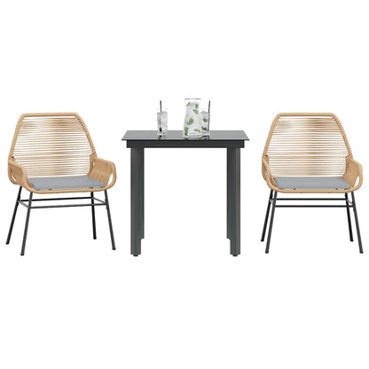 3 Dele Spisebordssæt til Haven M. Hynder Polyrattan Glas Sort