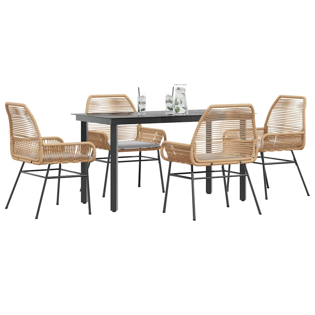 3 Dele Spisebordssæt til Haven M. Hynder Polyrattan Glas Sort