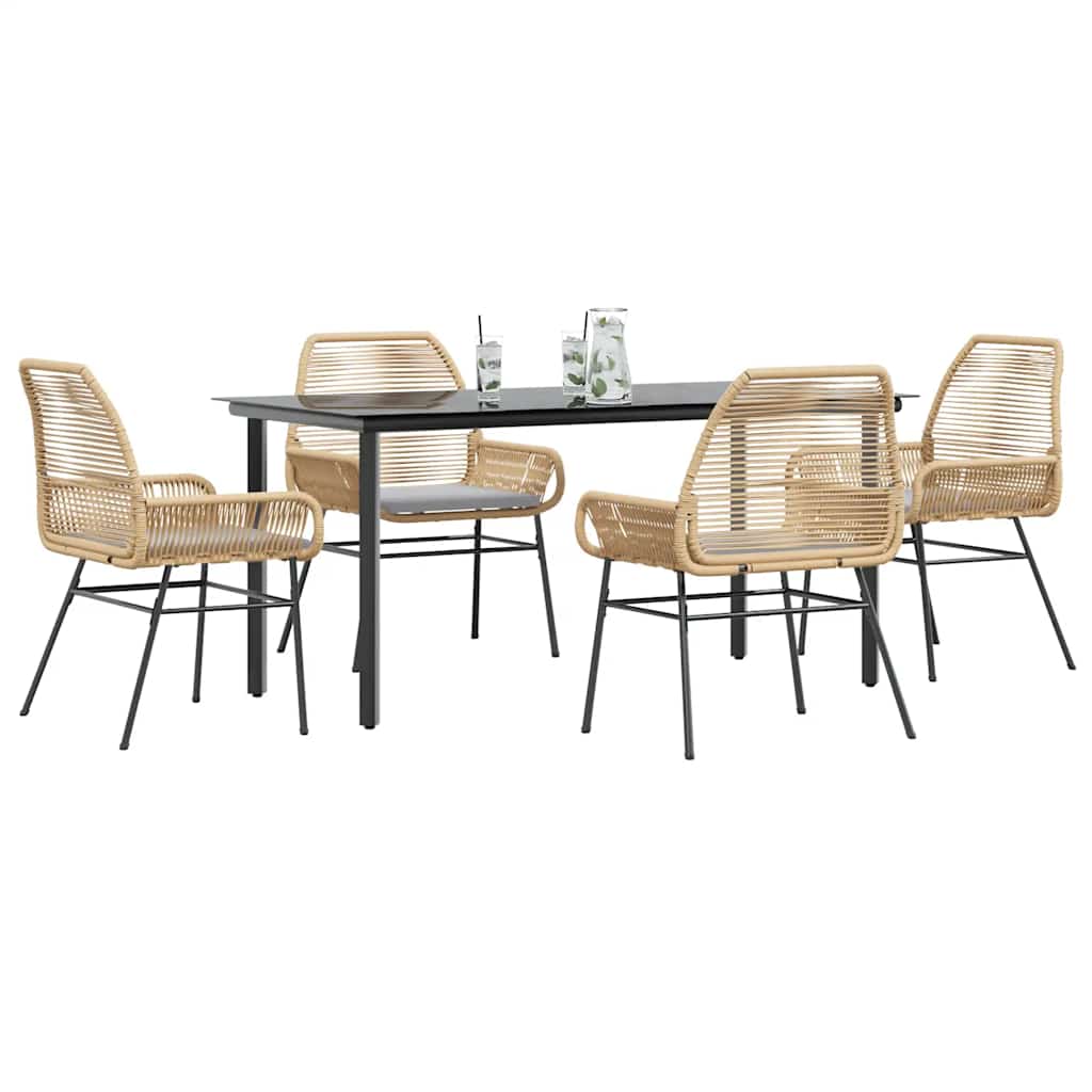 3 Dele Spisebordssæt til Haven M. Hynder Polyrattan Glas Sort