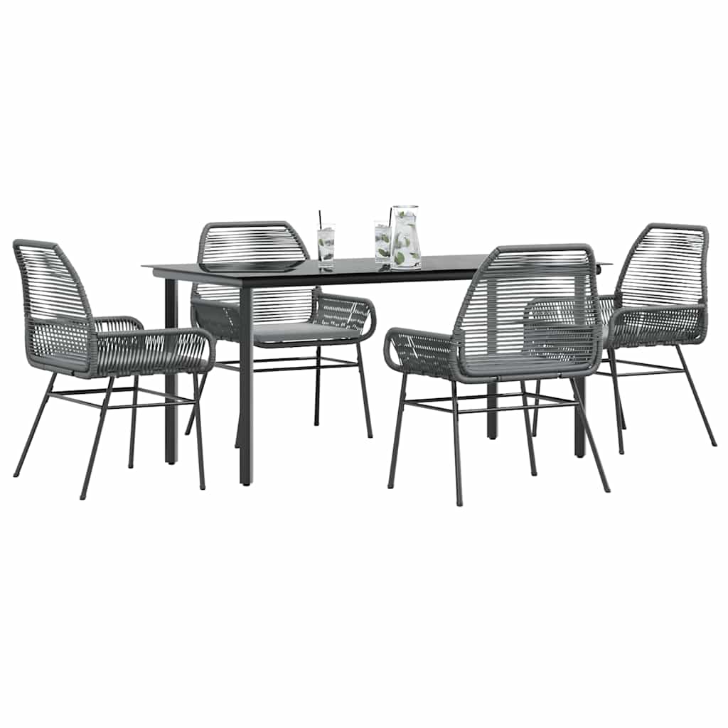 3 Dele Spisebordssæt til Haven M. Hynder Polyrattan Glas Sort