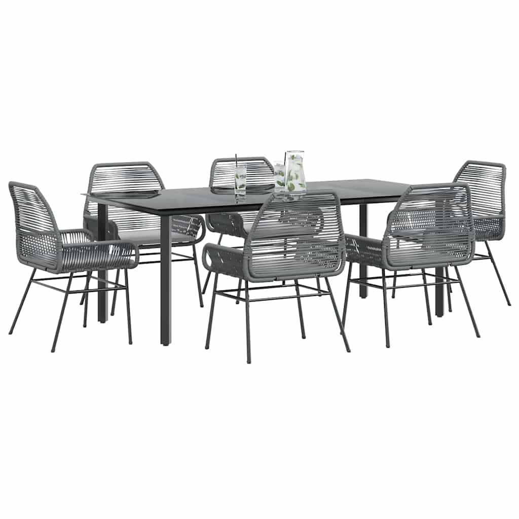 3 Dele Spisebordssæt til Haven M. Hynder Polyrattan Glas Sort
