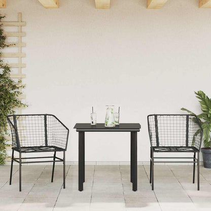 3 Dele Spisebordssæt til Haven Polyrattan Glas Sort - billede 3