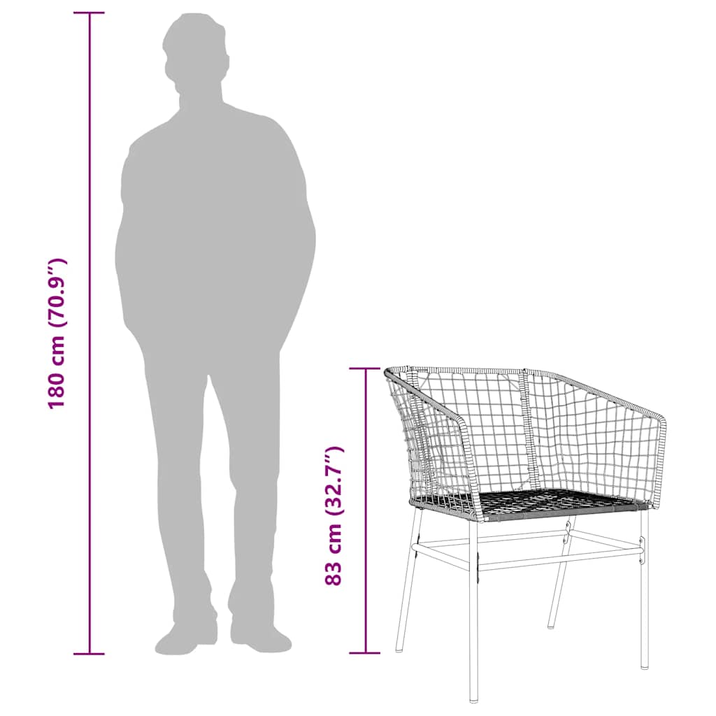 3 Dele Spisebordssæt til Haven Polyrattan Glas Sort - billede 11