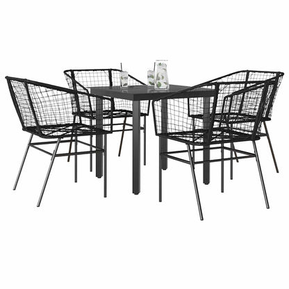 3 Dele Spisebordssæt til Haven Polyrattan Glas Sort